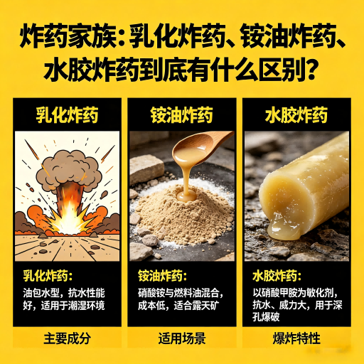 余江炸药家族：乳化炸药、铵油炸药、水胶炸药到底有什么区别？